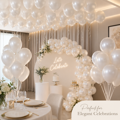 Pearl White Metallic Balloons - 10 inches - Pack of 50