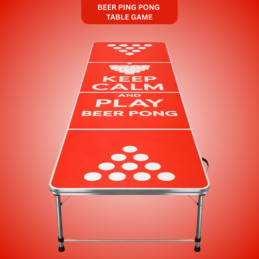 Beer Pong Table Red - Keep Calm & Drink Beer with Beer Pong Glasses and Ping Pong Balls