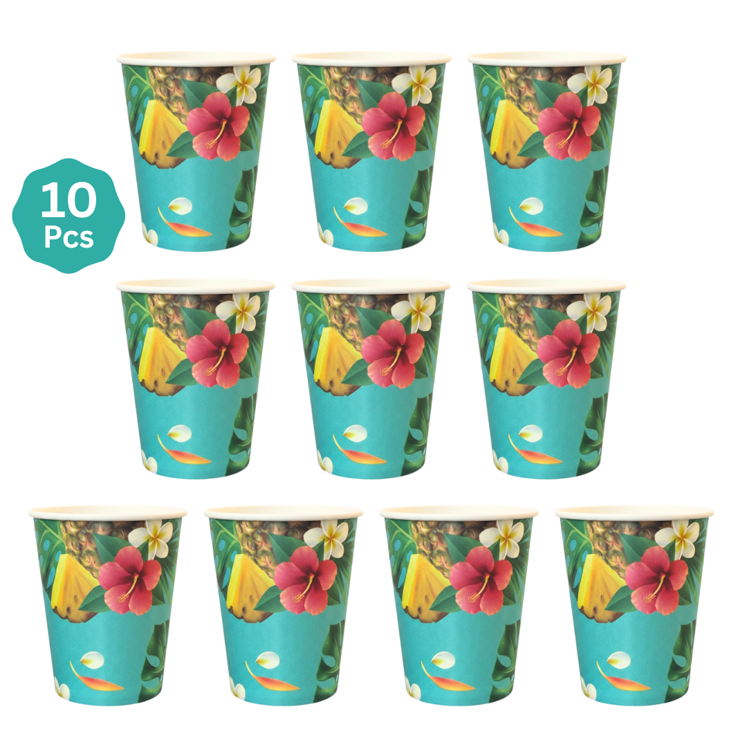 Hawaiian Theme Paper Cups 350ML - 10PC