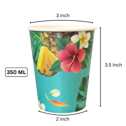 Hawaiian Theme Paper Cups 350ML - 10PC