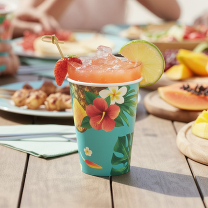 Hawaiian Theme Paper Cups 350ML - 10PC
