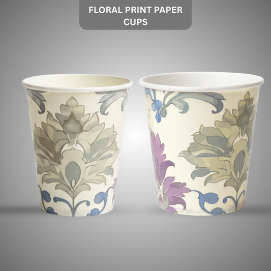 Floral Print Paper Cups 350 ML - 10PC