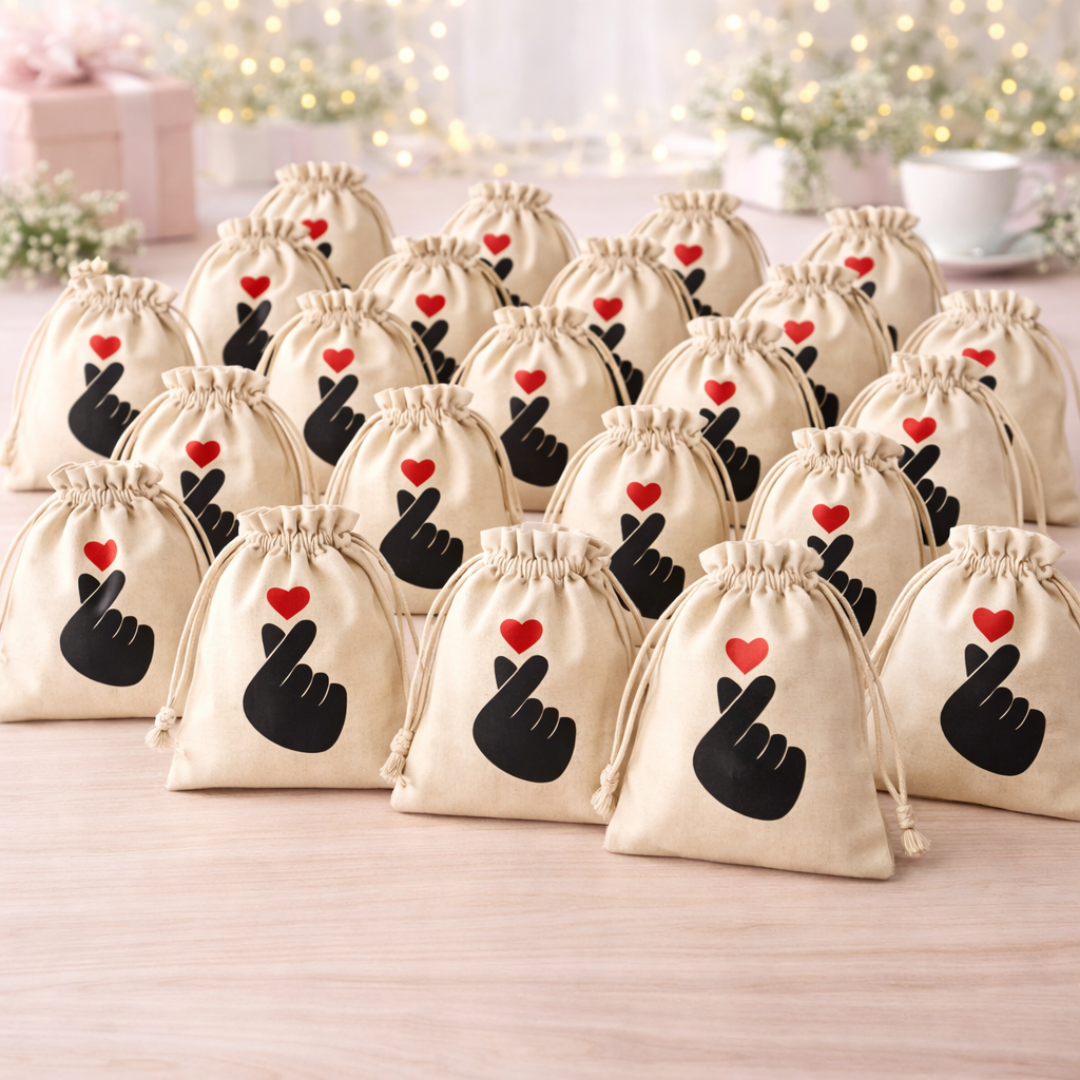 Korean Kawaii Love Hand Sign Potli Return Gift Pouch Bags- Set of 10