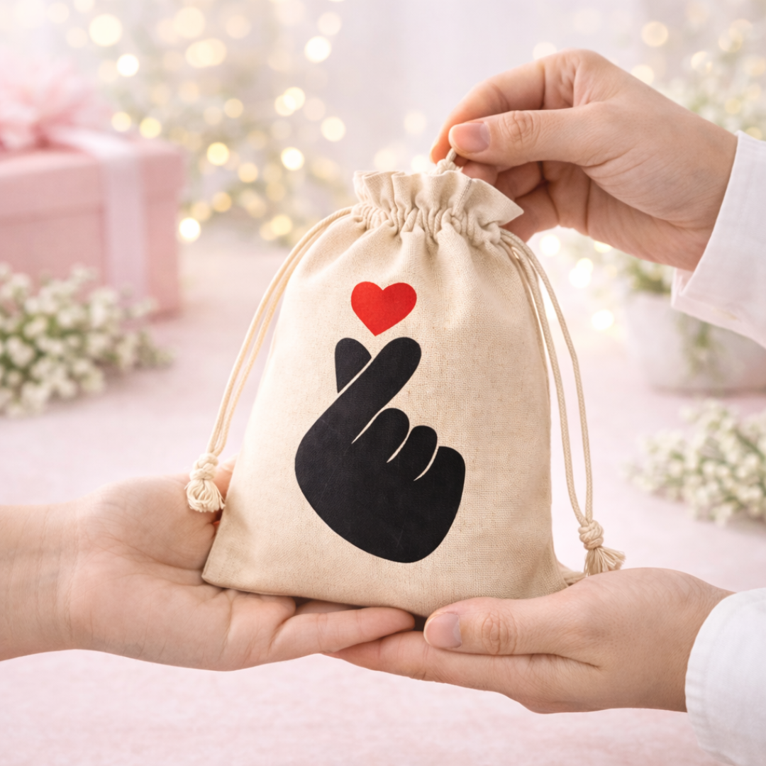 Korean Kawaii Love Hand Sign Potli Return Gift Pouch Bags- Set of 10