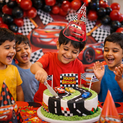 Racing Car Theme Birthday Caps - 8PC