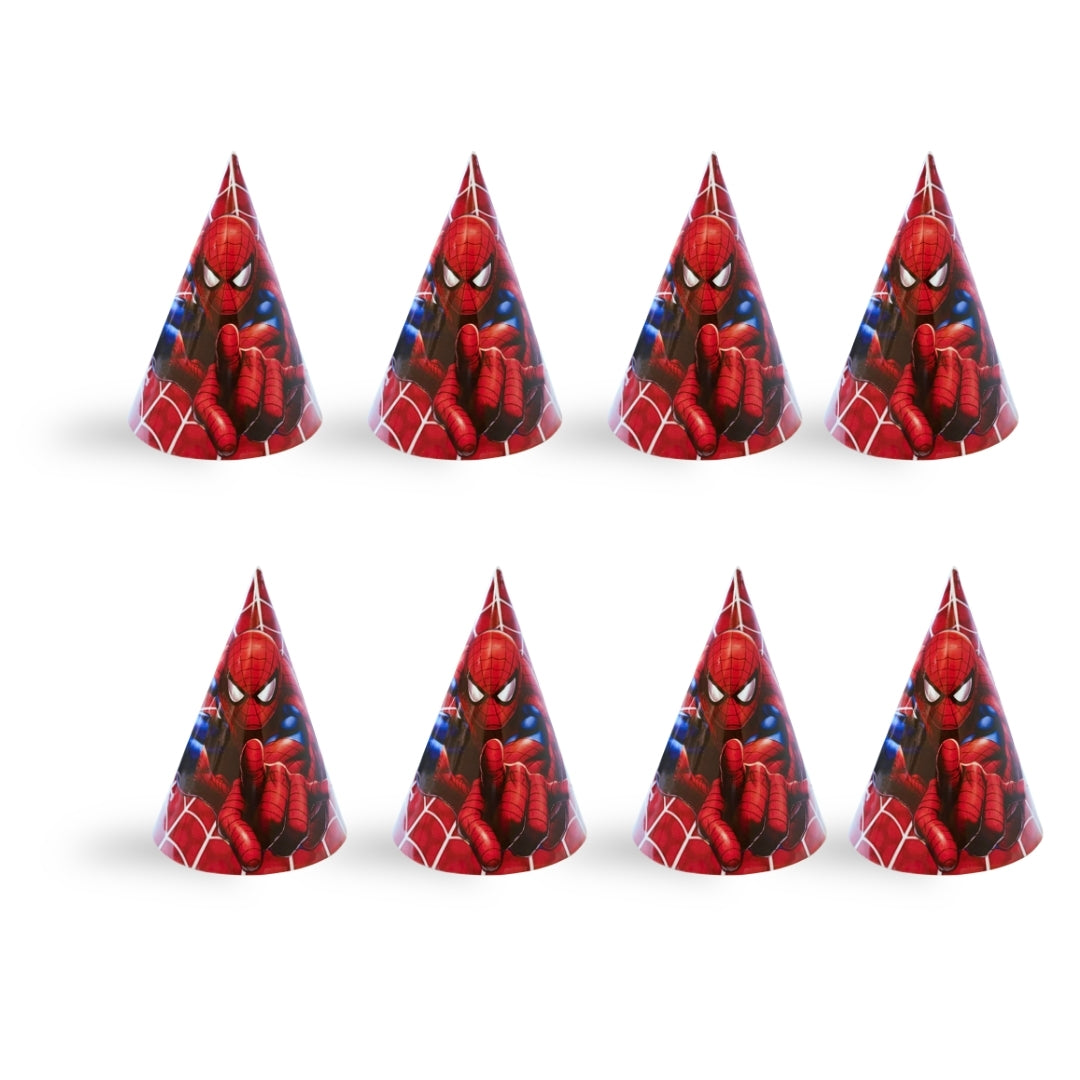 Spiderman Theme Birthday Caps - 8PC