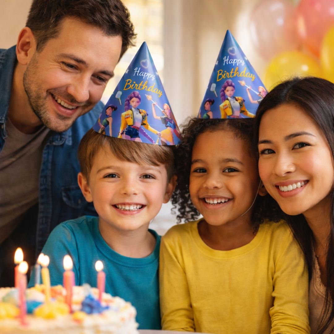 KPOP Theme Birthday Caps - 8PC