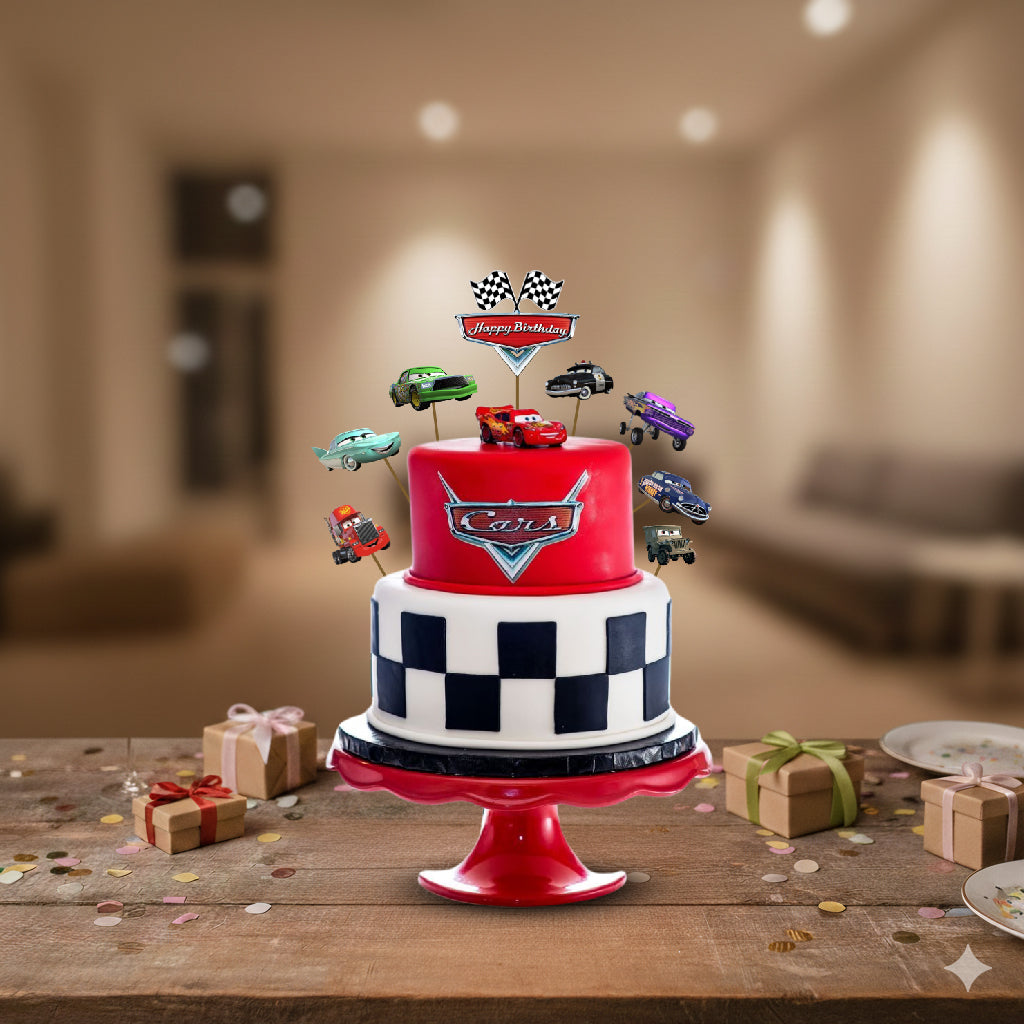 Racing Car Theme Party Cake Toppers - 8PC