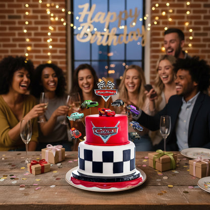 Racing Car Theme Party Cake Toppers - 8PC