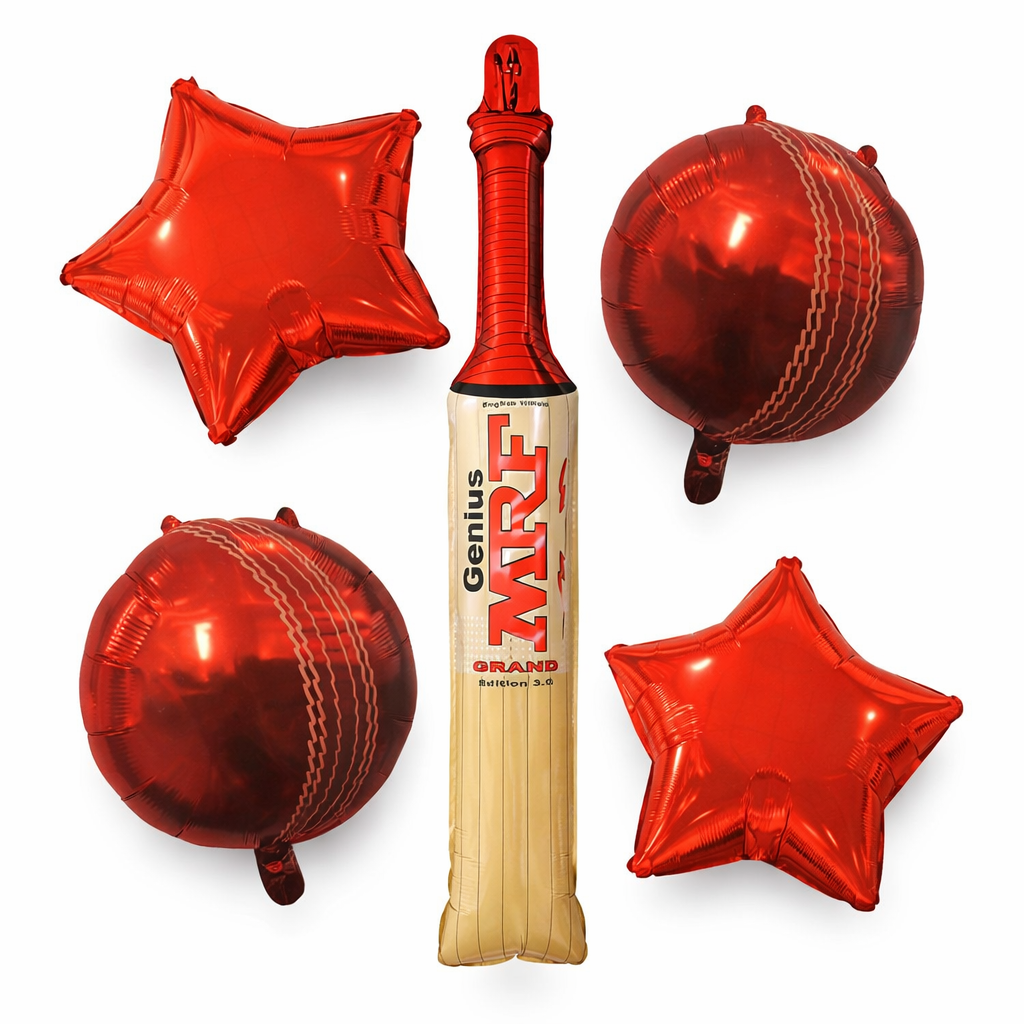 Cricket Theme Foil Balloon Set of 5 | Sports Party Balloons | Kids Birthday Cricket Decoration Kit