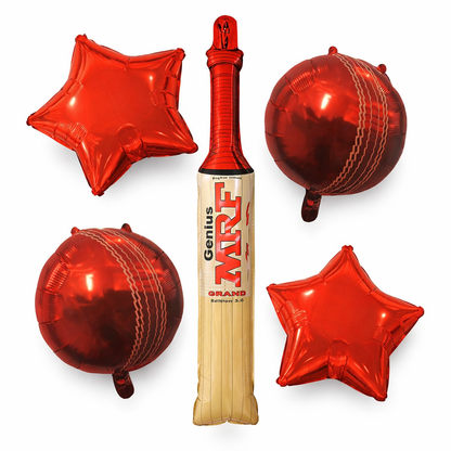 Cricket Theme Foil Balloon Set of 5 | Sports Party Balloons | Kids Birthday Cricket Decoration Kit