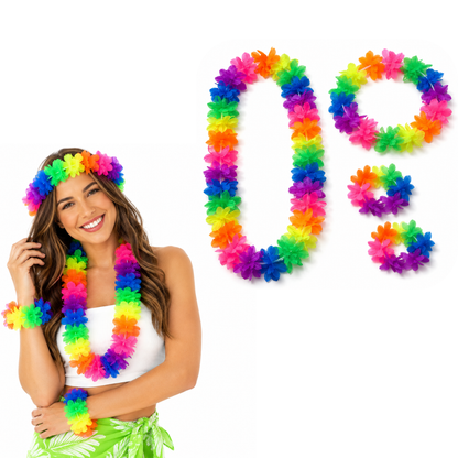 Neon Flower Petal Lei Sets - 4PC Set