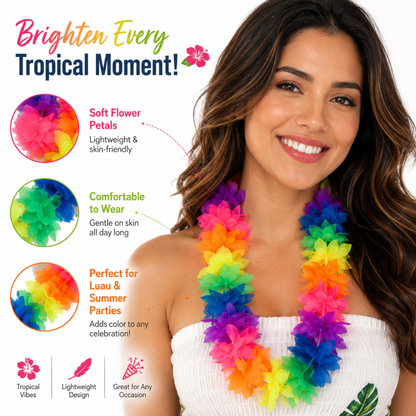 Neon Flower Petal Lei Sets - 4PC Set