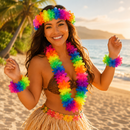Neon Flower Petal Lei Sets - 4PC Set