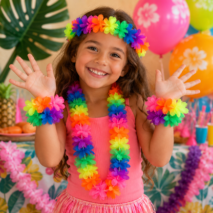 Neon Flower Petal Lei Sets - 4PC Set