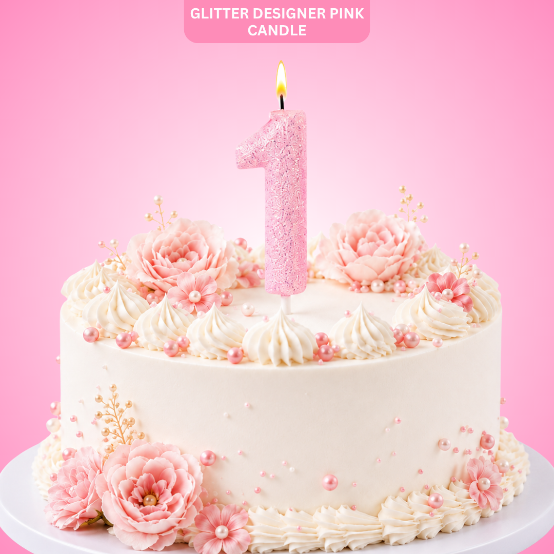 Glitter Designer Pink Candle No. 1