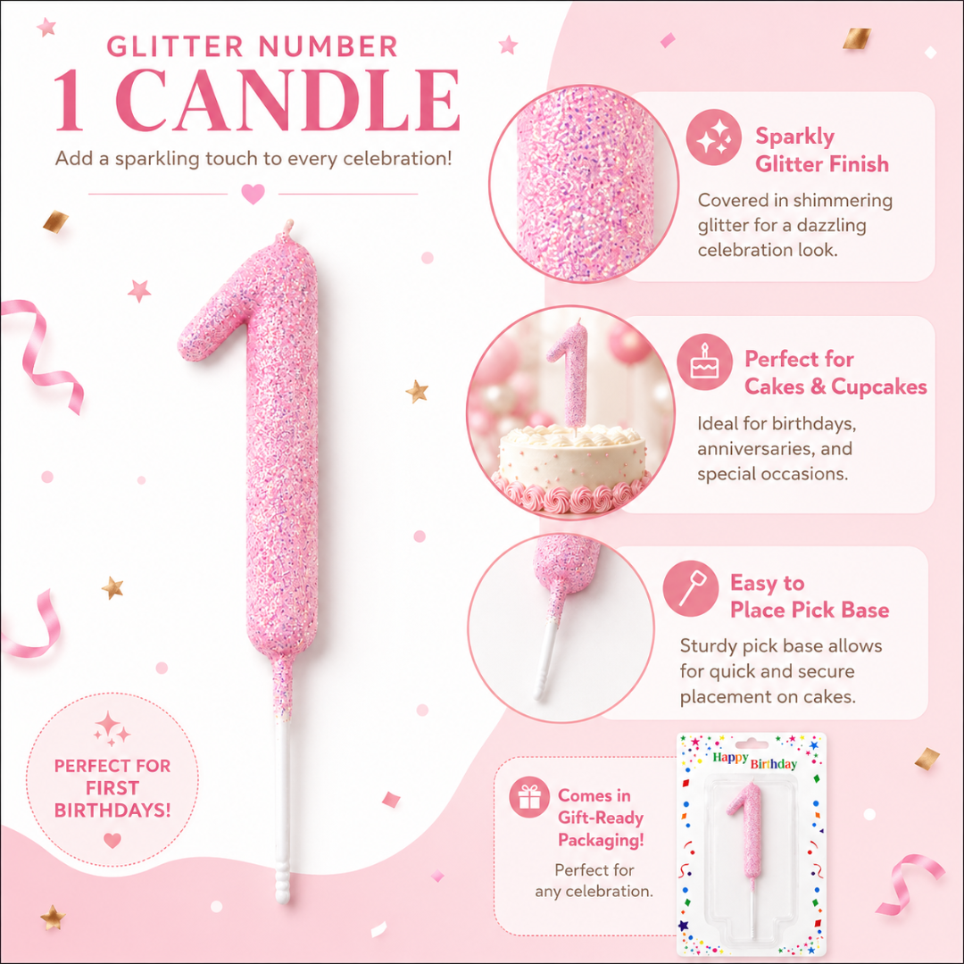 Glitter Designer Pink Candle No. 1
