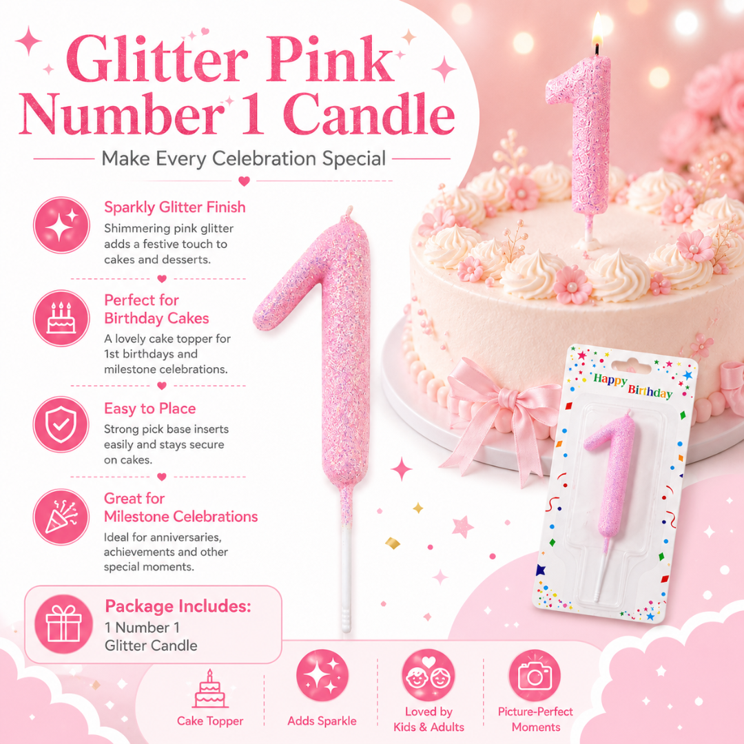 Glitter Designer Pink Candle No. 1