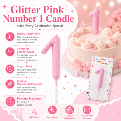 Glitter Designer Pink Candle No. 1