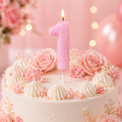 Glitter Designer Pink Candle No. 1