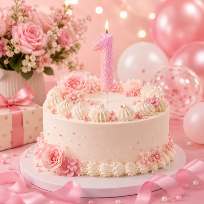 Glitter Designer Pink Candle No. 1