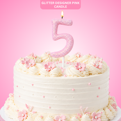 Glitter Designer Pink Candle No. 5