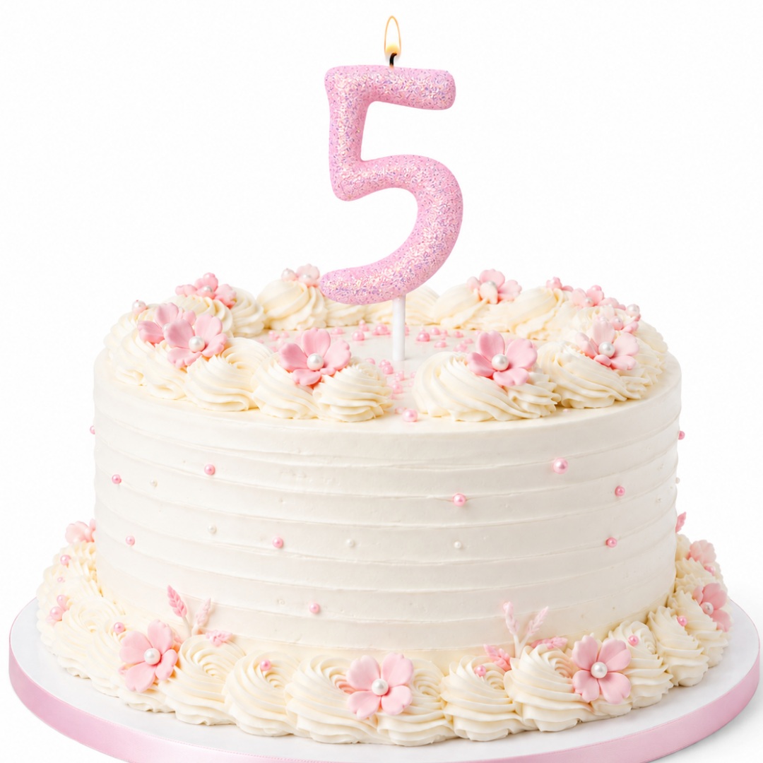 Glitter Designer Pink Candle No. 5