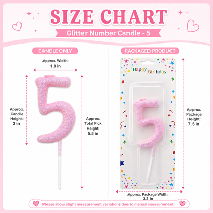 Glitter Designer Pink Candle No. 5