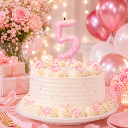 Glitter Designer Pink Candle No. 5