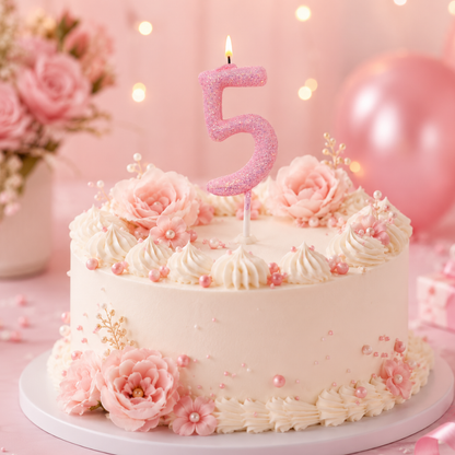 Glitter Designer Pink Candle No. 5