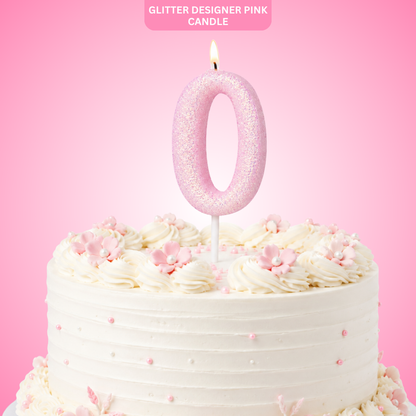 Glitter Designer Pink Candle No. 0