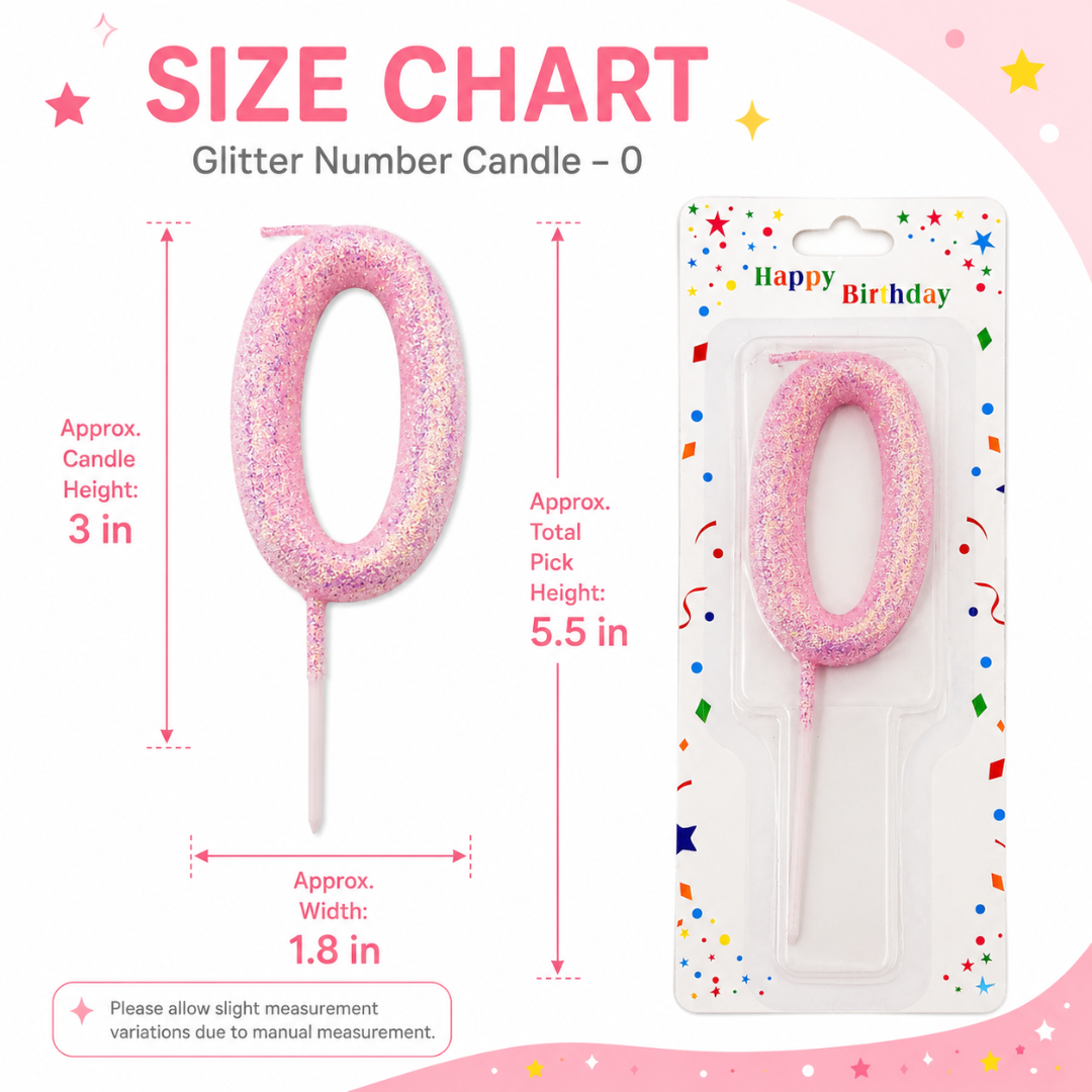 Glitter Designer Pink Candle No. 0