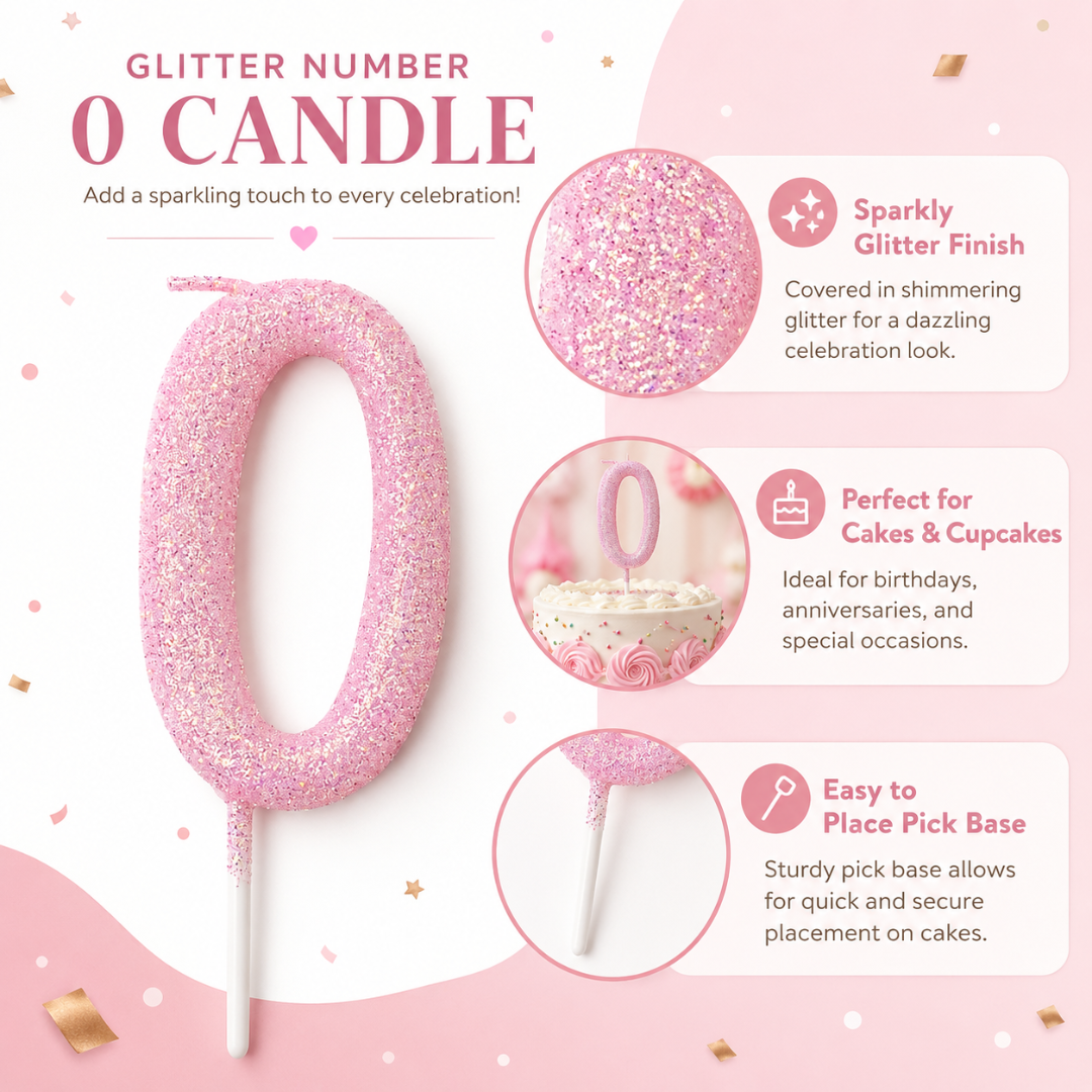 Glitter Designer Pink Candle No. 0