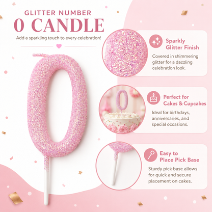 Glitter Designer Pink Candle No. 0