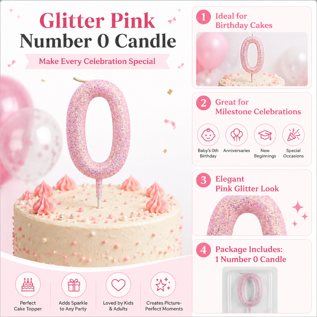 Glitter Designer Pink Candle No. 0