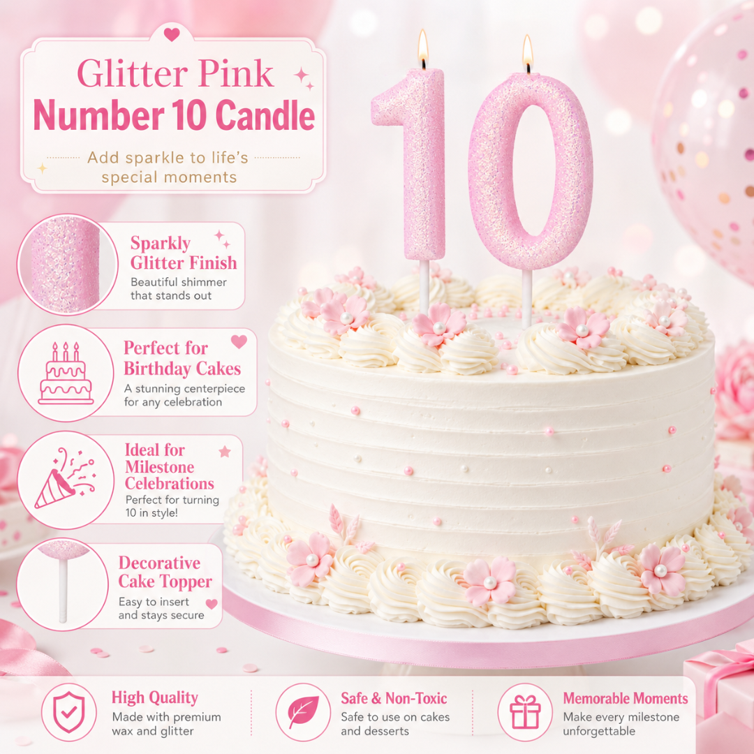 Glitter Designer Pink Candle No. 0