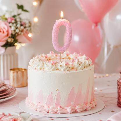 Glitter Designer Pink Candle No. 0