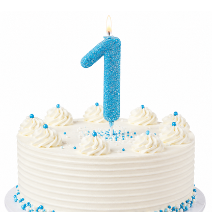 Glitter Designer Blue Candle No. 1