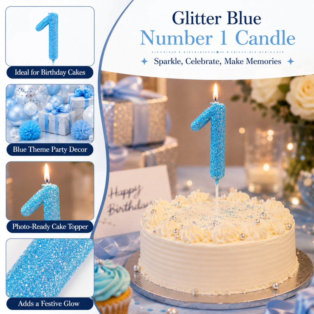 Glitter Designer Blue Candle No. 1
