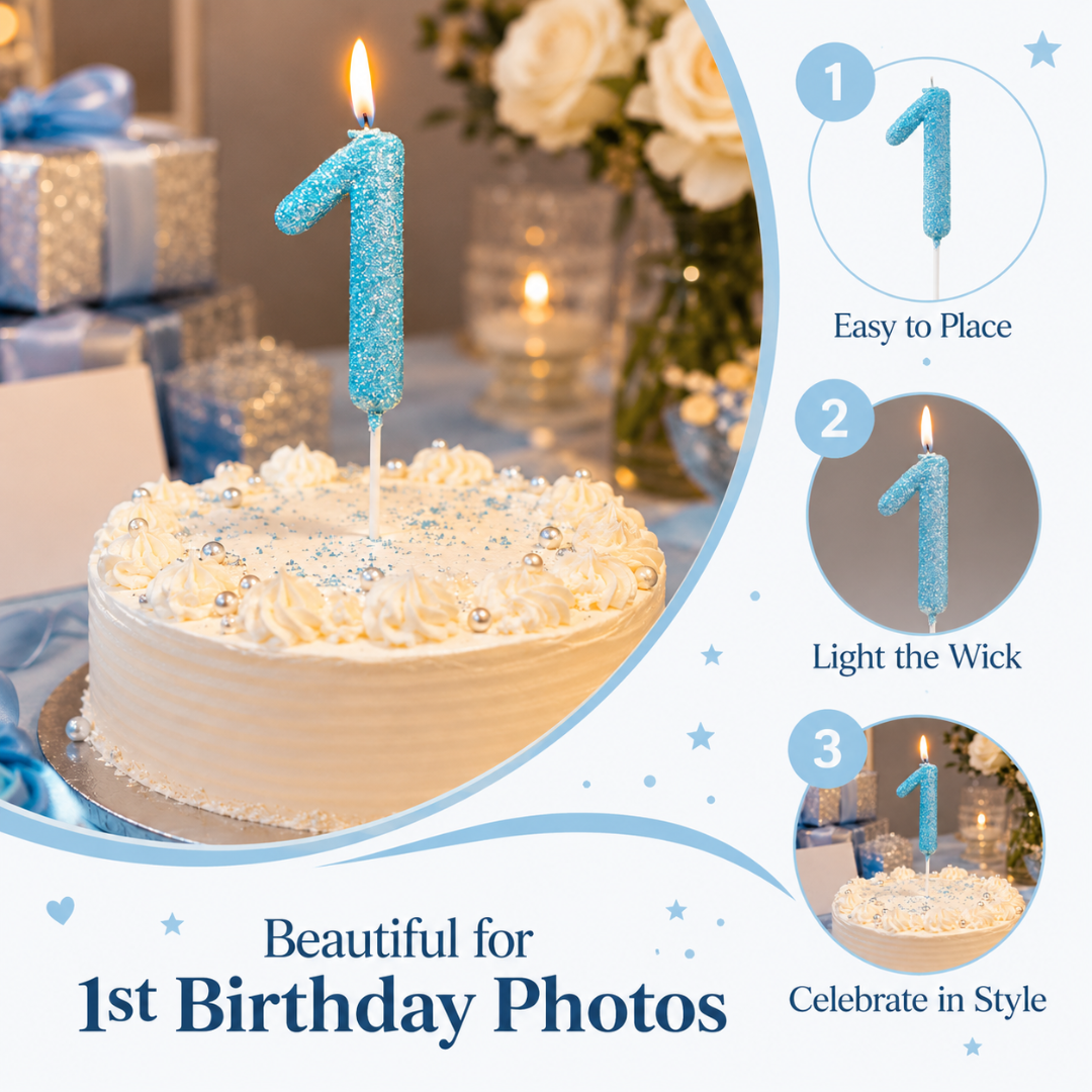 Glitter Designer Blue Candle No. 1
