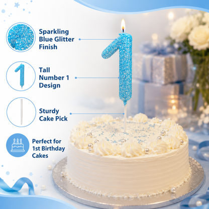 Glitter Designer Blue Candle No. 1