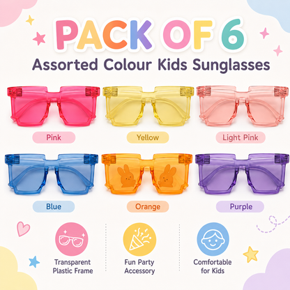 Thug Life Translucent Fun Neon Party Glasses  - 6PC