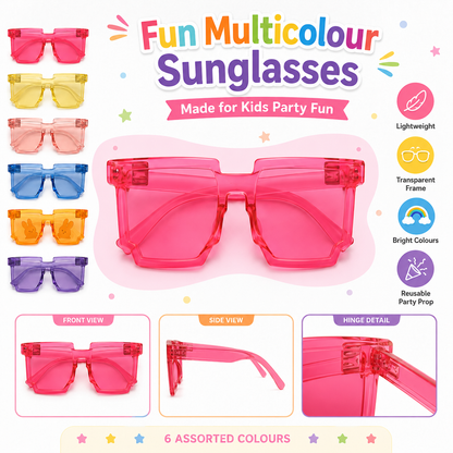Thug Life Translucent Fun Neon Party Glasses  - 6PC