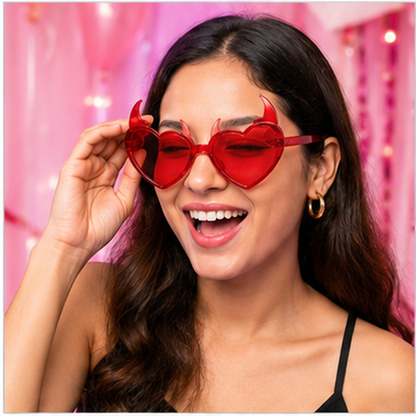Red Devil Heart Shaped Shades - 1PC