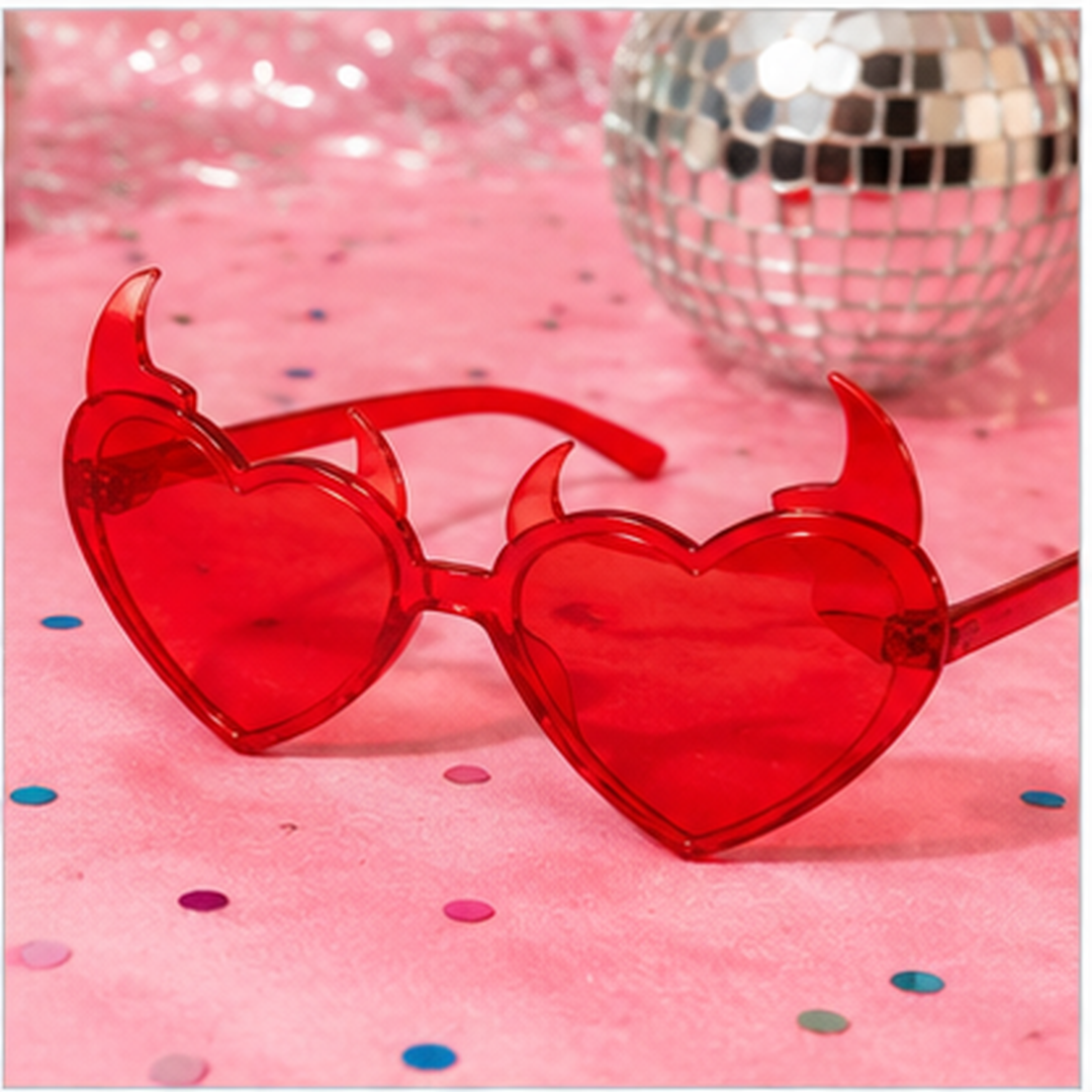 Red Devil Heart Shaped Shades - 1PC