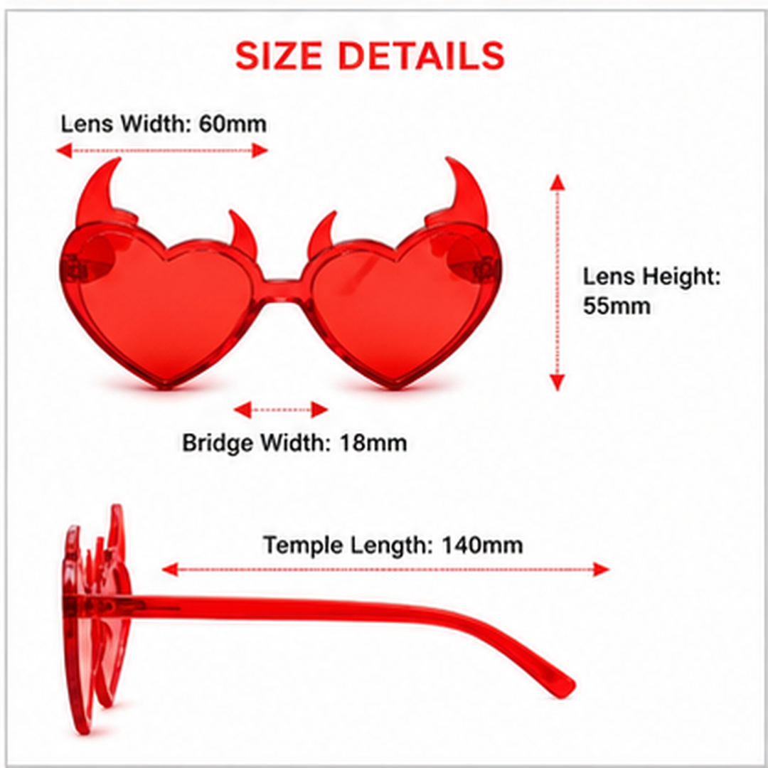 Red Devil Heart Shaped Shades - 1PC