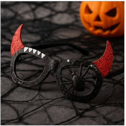 Halloween Black Spider & Red Horns Shades - 1PC