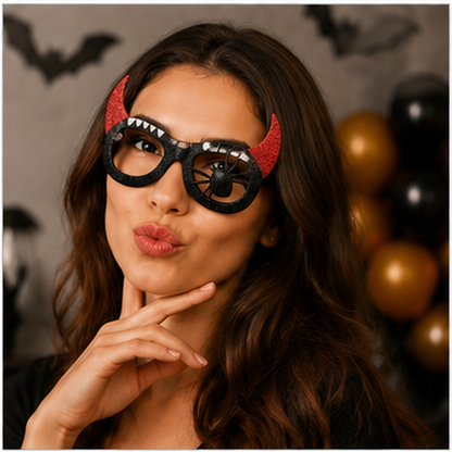 Halloween Black Spider & Red Horns Shades - 1PC