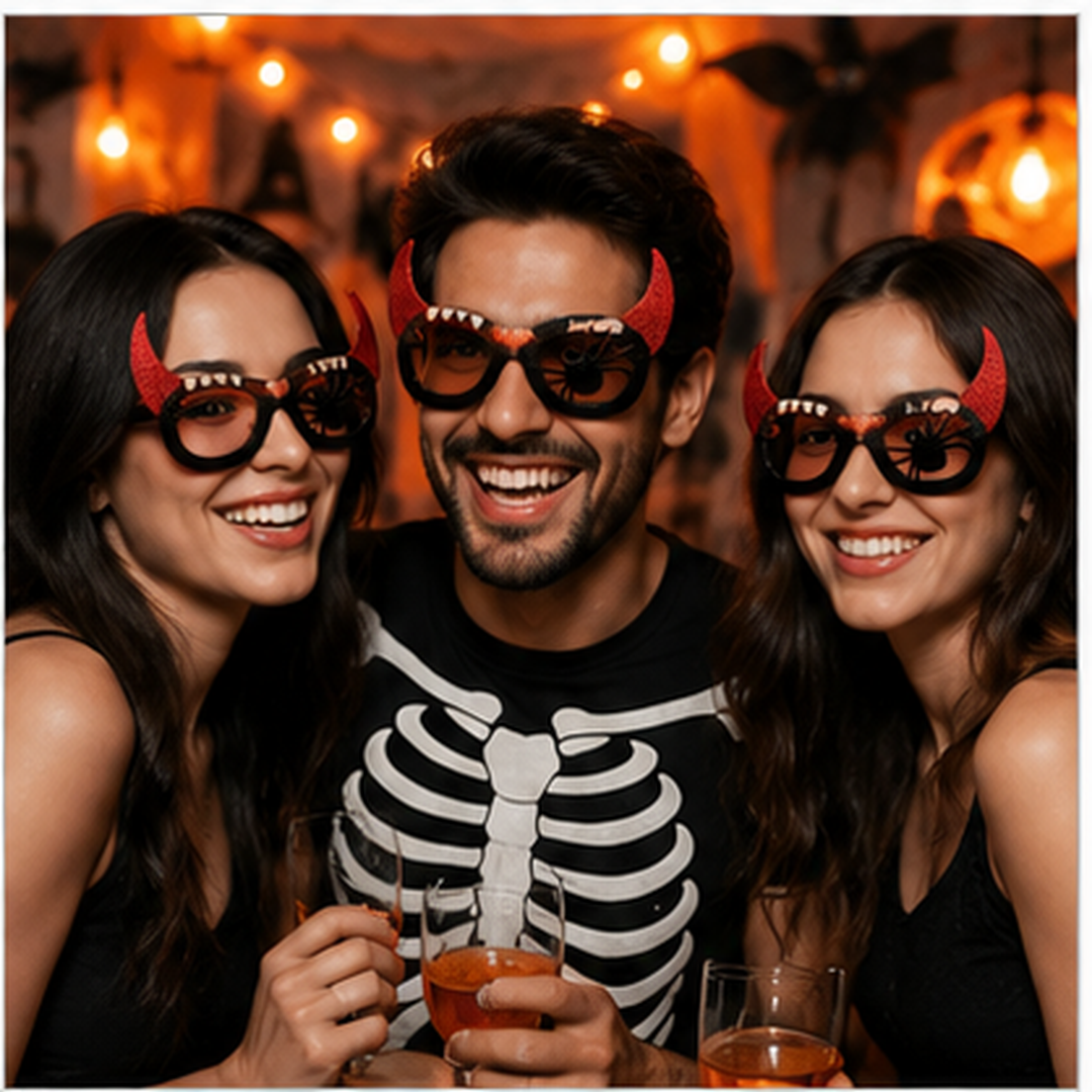 Halloween Black Spider & Red Horns Shades - 1PC