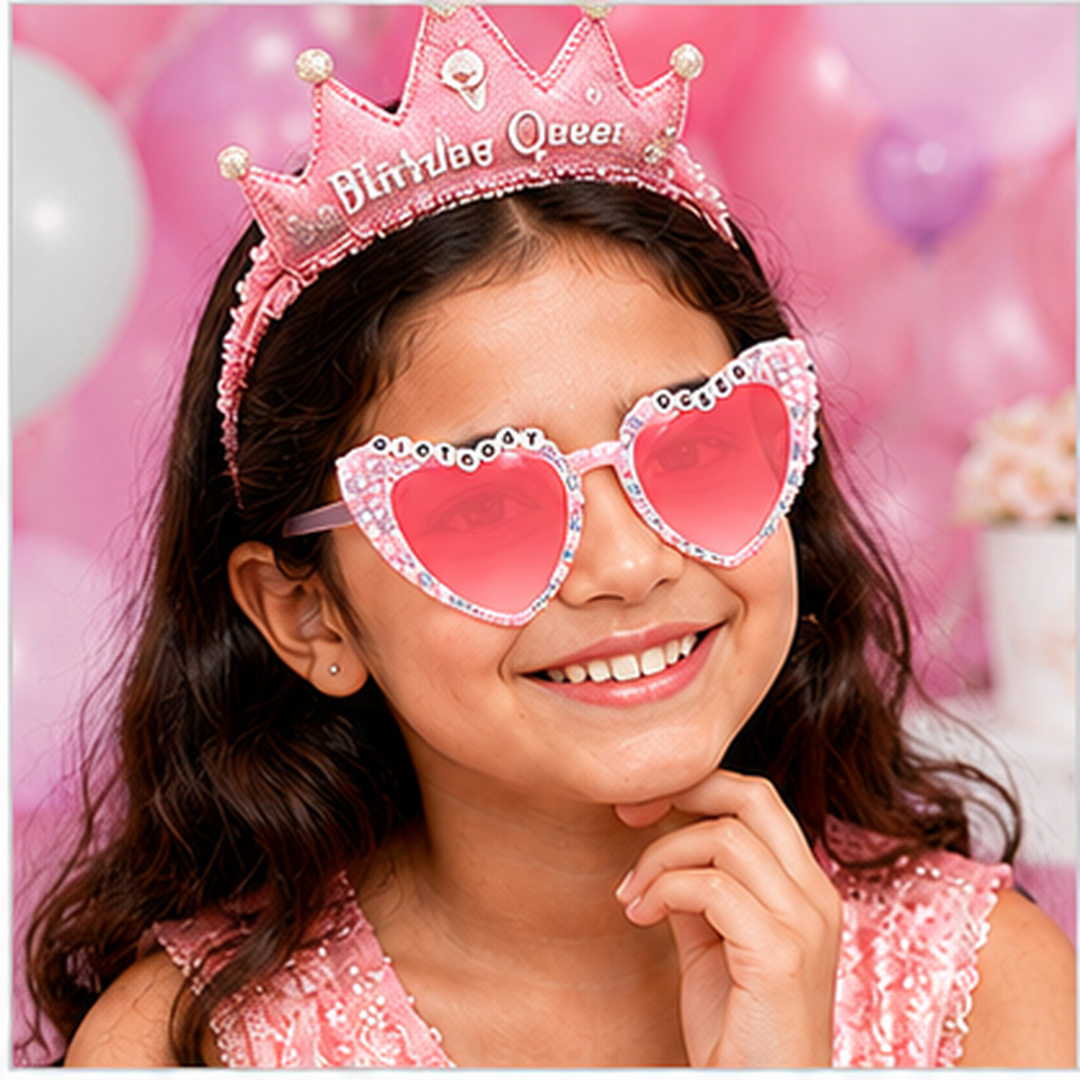Etercycle Birthday Queen Heart Shaped Party Glasses - 1PC